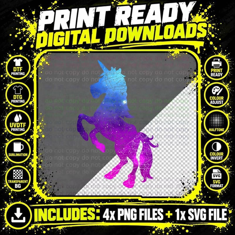 Galaxy Mythical Creature Fantasy Animal Girls Gift Png SVG Digital Bundle