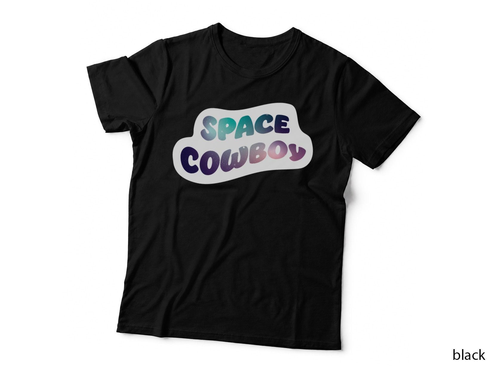 Galaxy Space Cowboy with Black Background T-Shirt