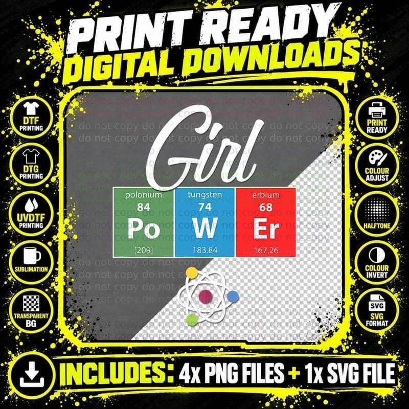 Girl Power T-Shirt - Feminist Science STEM T-Shirt Png SVG Digital Bundle