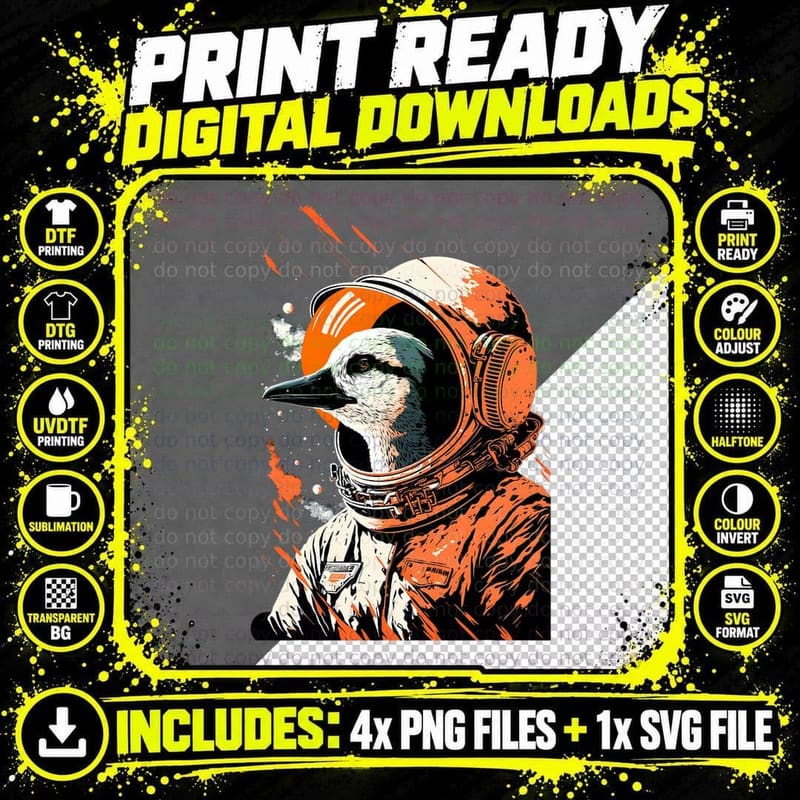 Goose Astronaut Wearing a Cool Spacesuit Space Goose Png SVG Digital Bundle