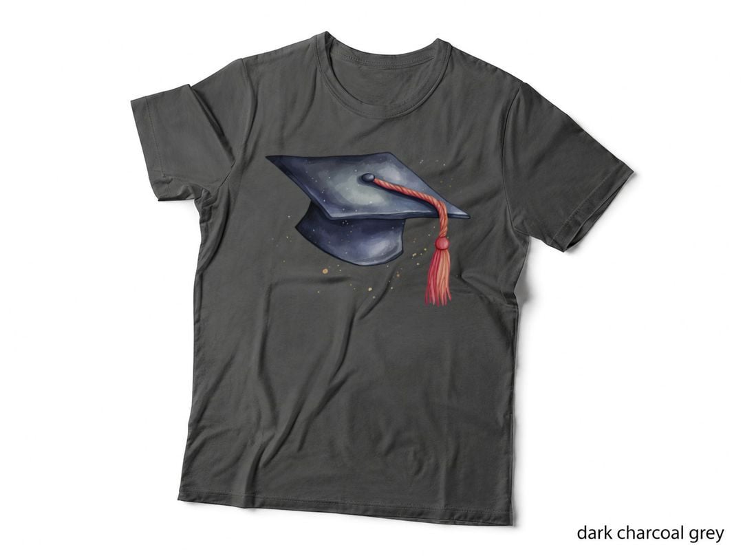 Grad Cap Galaxy Starry Red Tassel Graduation T-Shirt, Senior Grad Graphic Tee