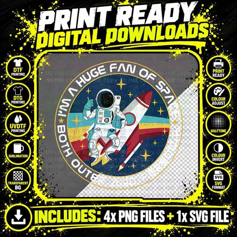 Huge Fan of Space Both Outer and Personal Science Png SVG Digital Bundle