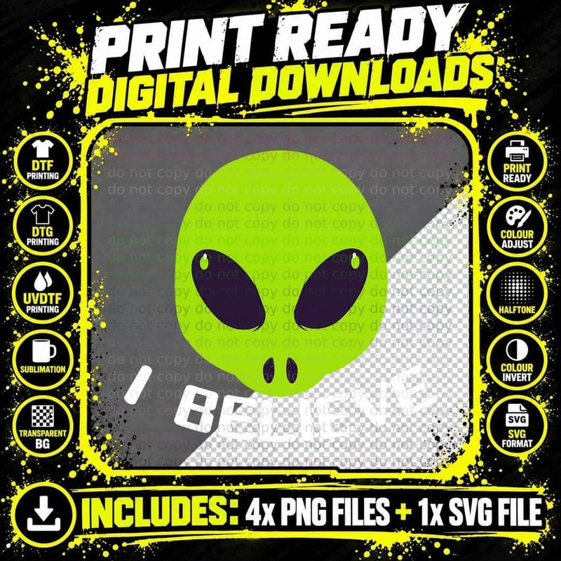 I Believe Exobiology Astrobiology Aliens Alien T-Shirt Png SVG Digital Bundle
