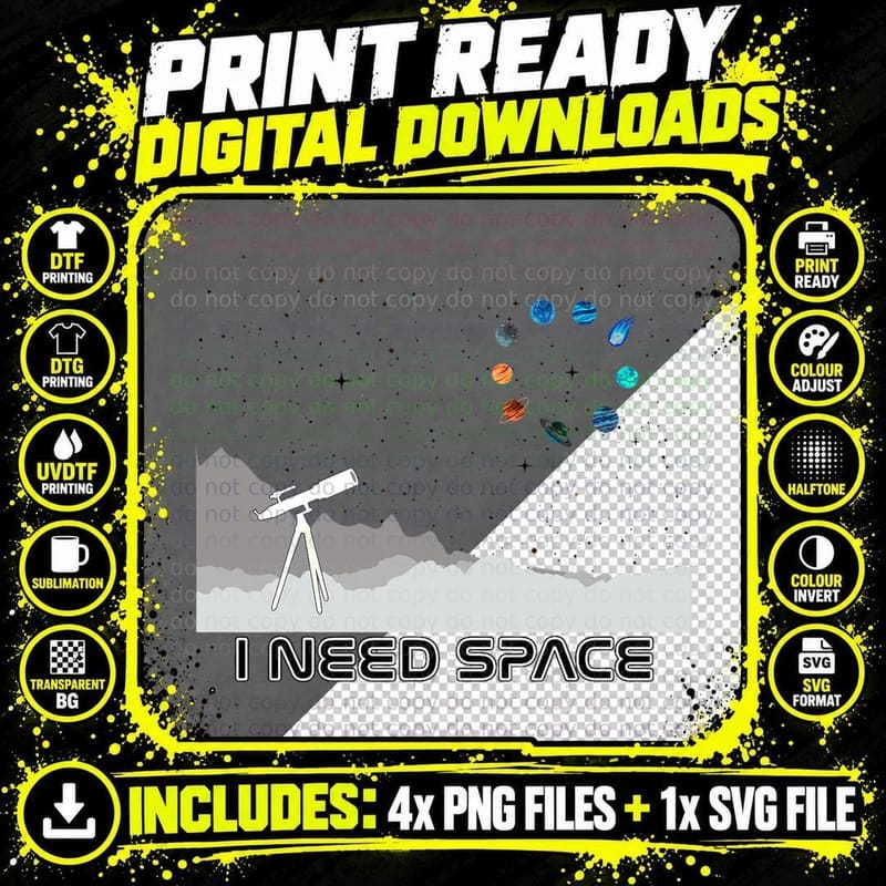 I Need Space Telescope Science Planet Astronomy Men Png SVG Digital Bundle