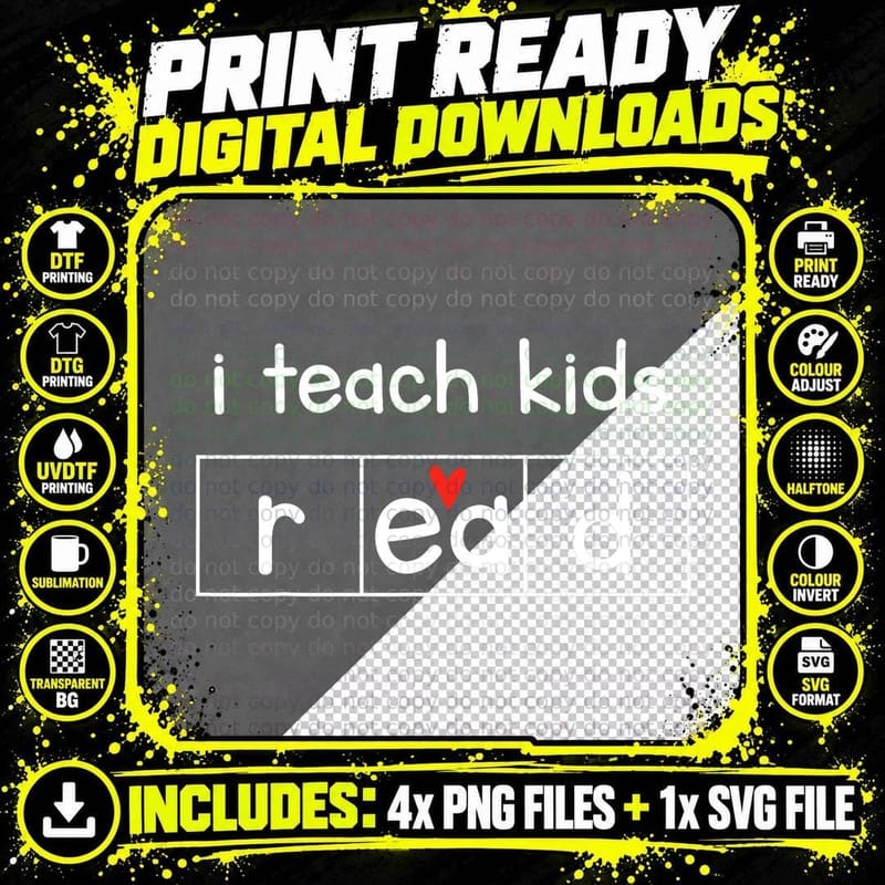 I Teach Kids to Read Science of Reading Men Women T-Shirt Png SVG Digital Bundle