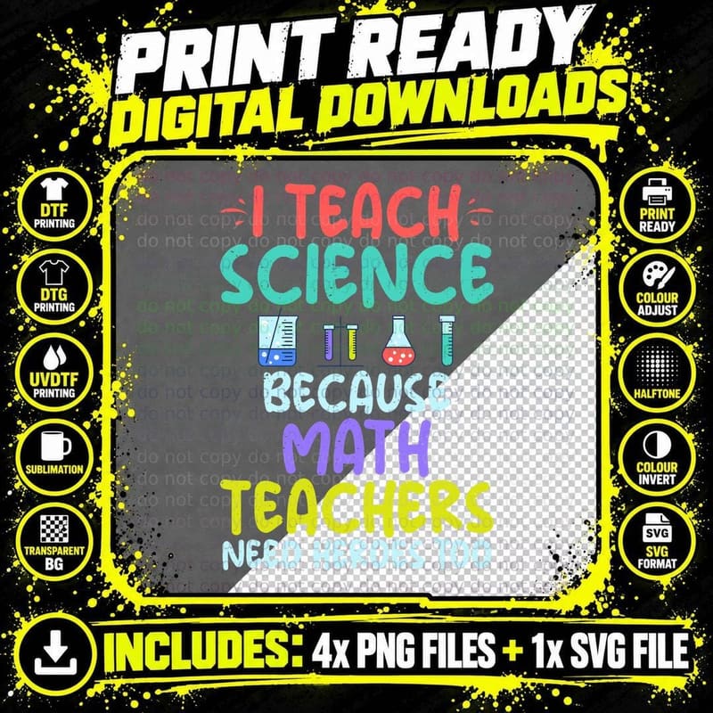I Teach Science Because Math Teachers Need Heroes Too Png SVG Digital Bundle