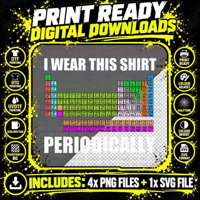 I Wear This Periodically T Chemistry Gifts T-Shirt Png SVG Digital Bundle