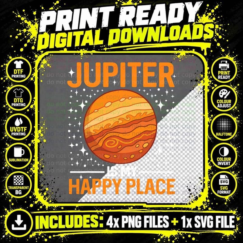 Jupiter Is My Happy Place - Jupiter Planet Space T-Shirt Png SVG Digital Bundle