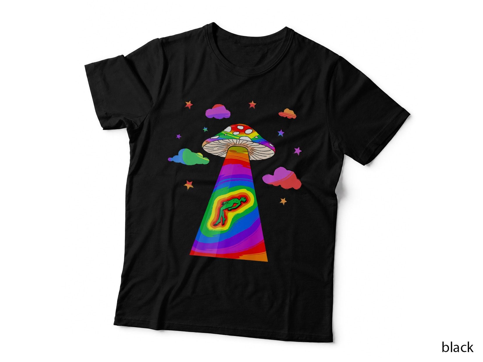 Kidcore Aesthetic Alien UFO Abduction Mushroom Cottagecore, Alien T-Shirt