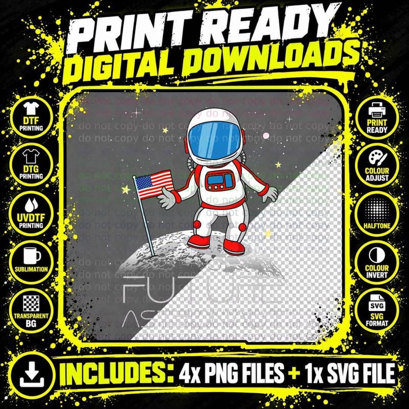 Kids Future Astronaut Man on the Moon Astronomy Gift Png SVG Digital Bundle