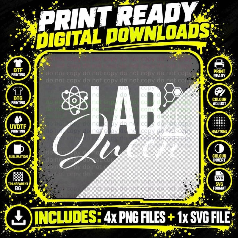 Lab Queen - Science Scientist Laboratory Technician Png SVG Digital Bundle