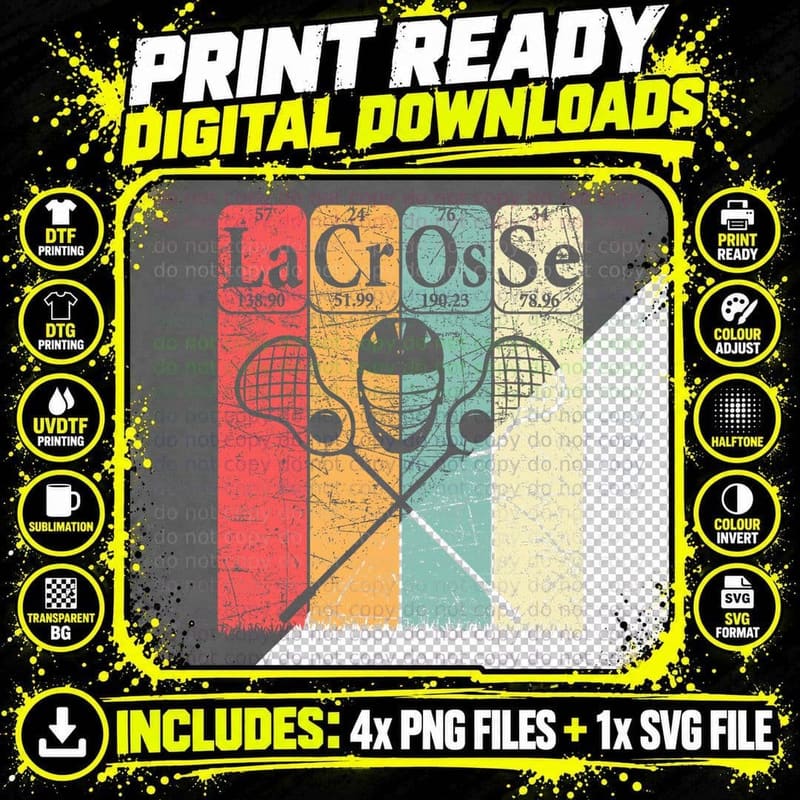 Lacrosse Periodic Table Elements Nerd Lacrosse Player Png SVG Digital Bundle
