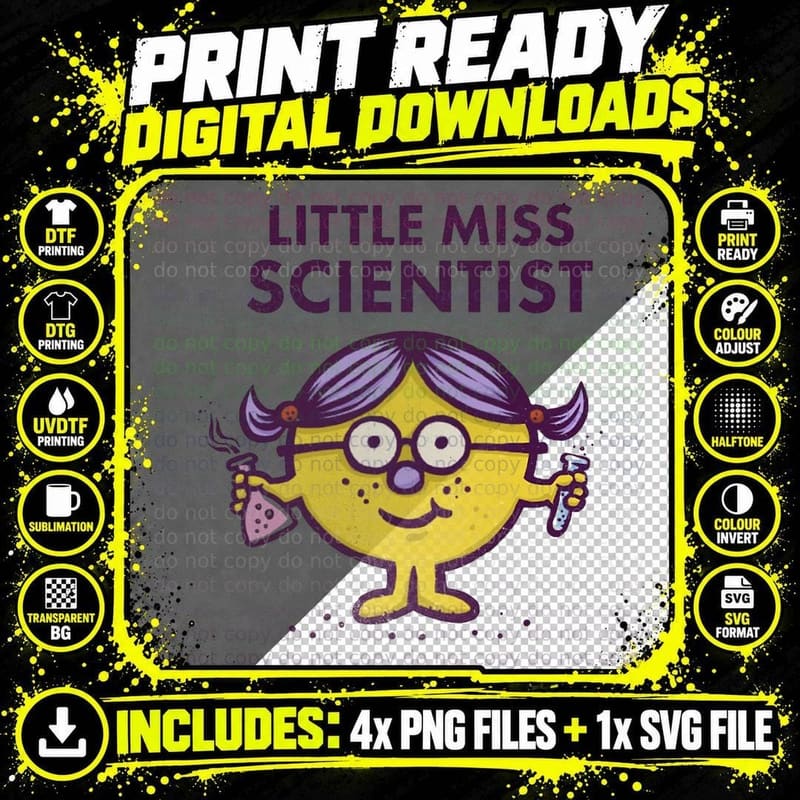 Little Miss Scientist T-Shirt Png SVG Digital Bundle
