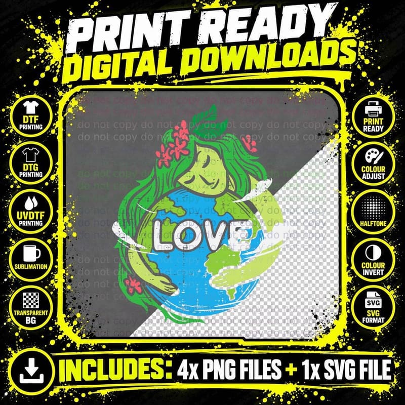 Love Mother Earth Planet Hug Nature Environment Earth Png SVG Digital Bundle