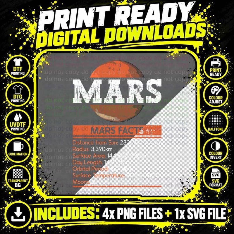Mars Facts - Mars Planet Space Lover T-Shirt Png SVG Digital Bundle