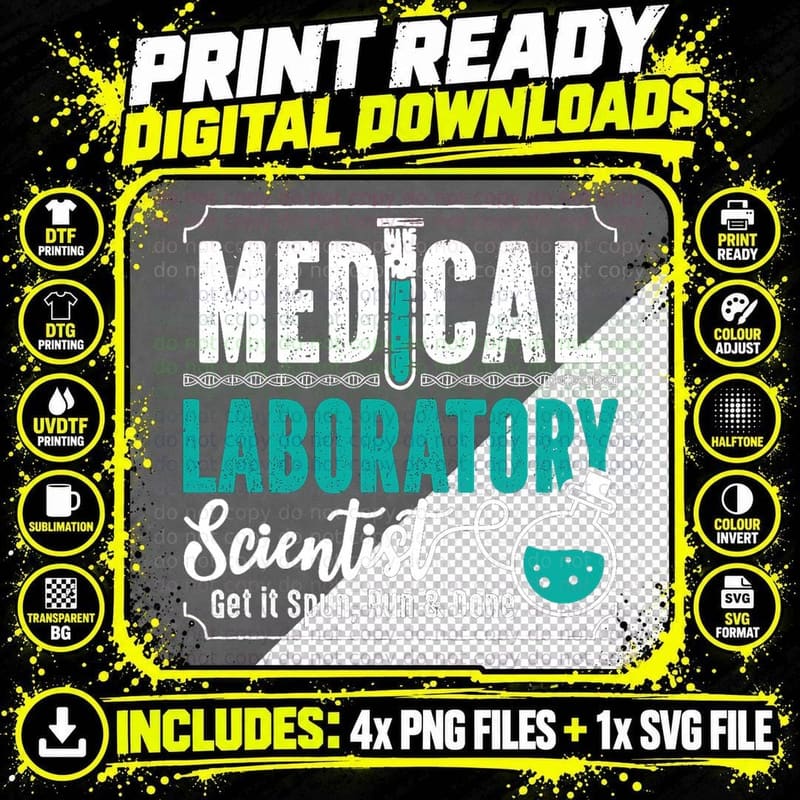 Medical Laboratory Scientist Lab Tech Laboratory Png SVG Digital Bundle