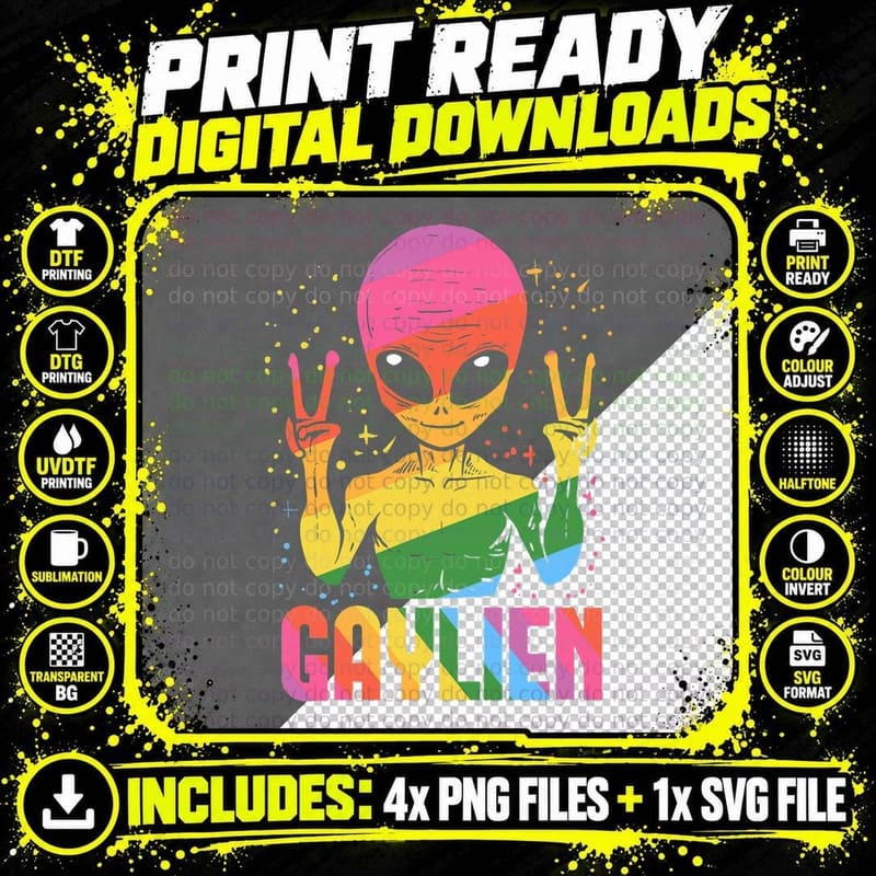 Mens Gaylien Gift for a Gay Alien Lover T-Shirt Png SVG Digital Bundle