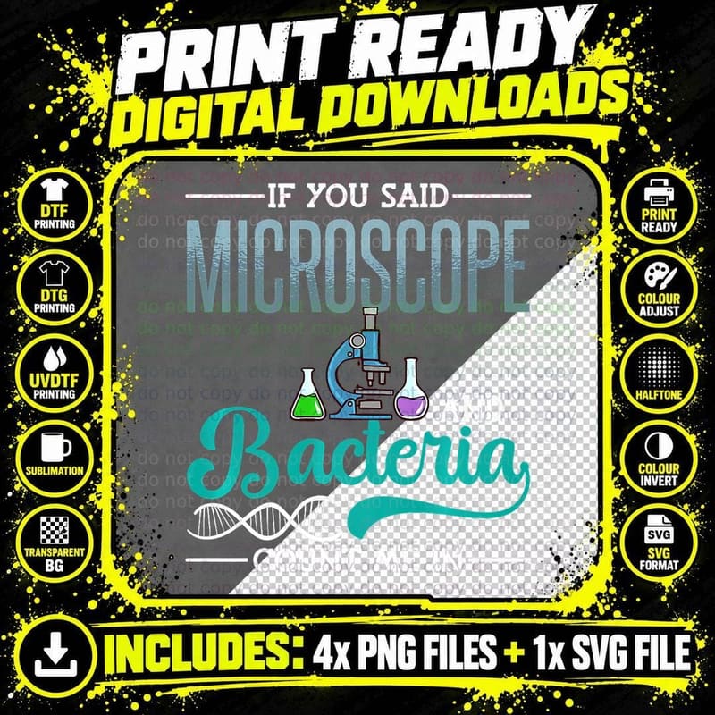 Microscope Microbiology Laboratory Biology Science Png SVG Digital Bundle