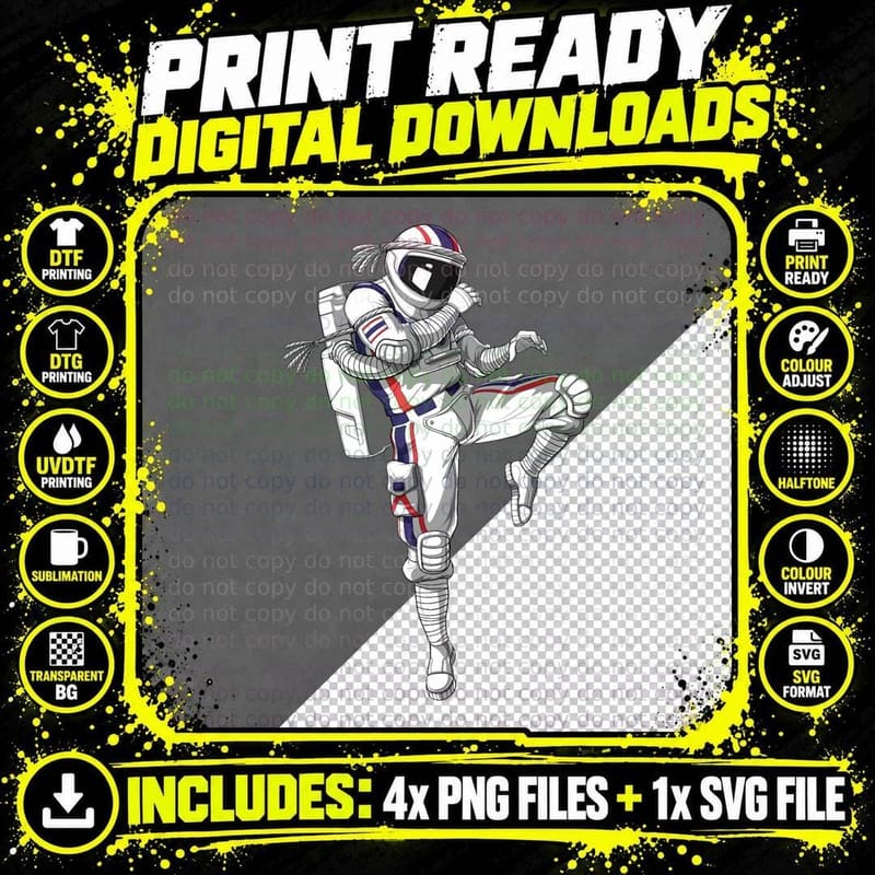 Muay Thai Astronaut T-Shirt Png SVG Digital Bundle