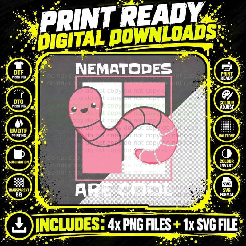Nematodes Are Cool - Science Nature Biologist Kids Png SVG Digital Bundle