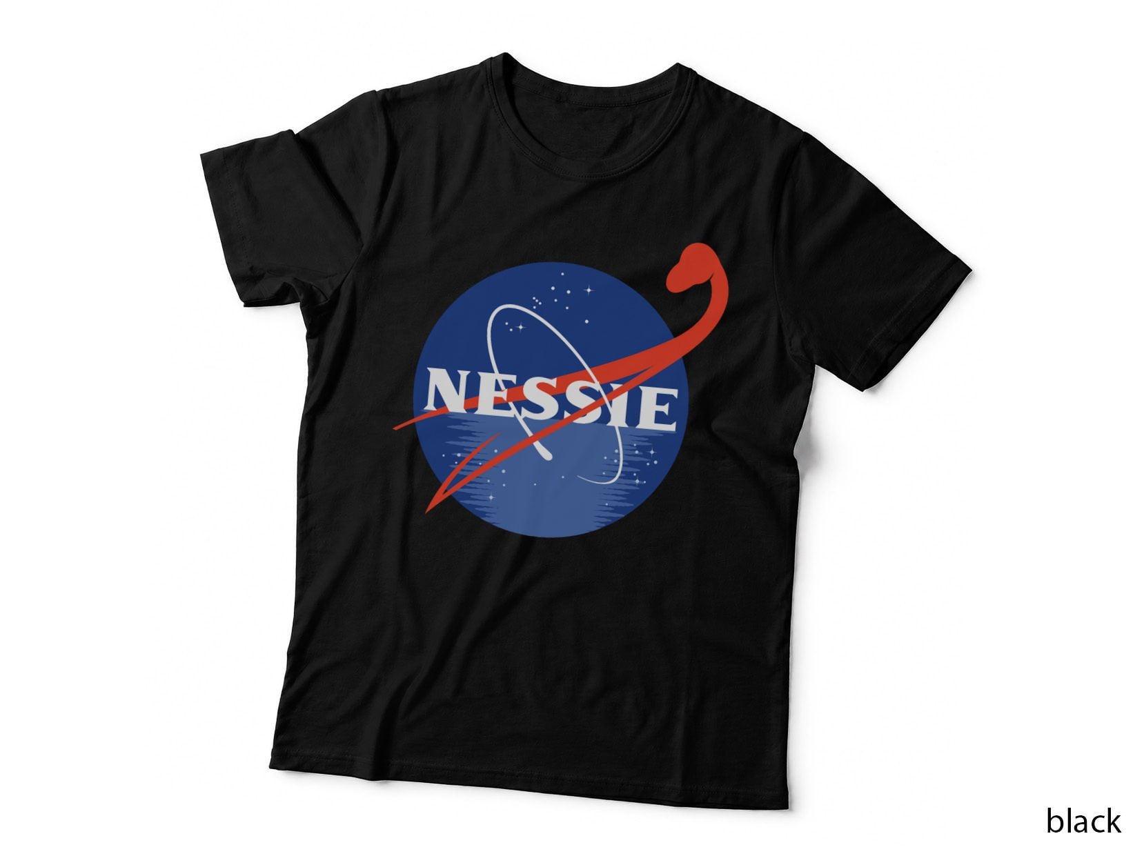 Nessie Loch Ness Monster Nasa Badge Parody, Scottish Legend T-Shirt