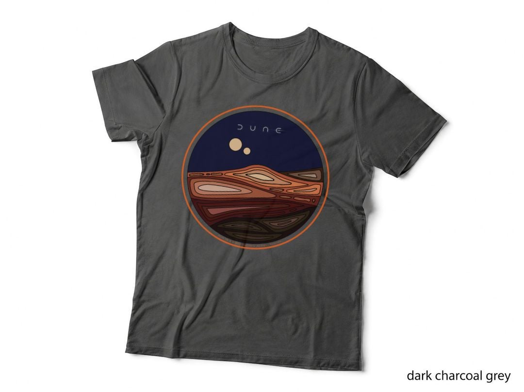 Orange Border Dune Arrakis Desert Planet with Black Background T-Shirt