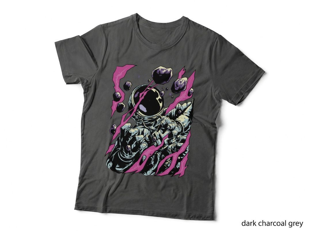 Outer Limits Astronaut Drifting Through Asteroids Space Art T-Shirt, Sci-Fi