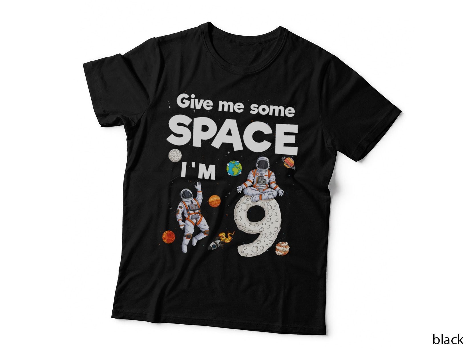 Outer Space Astronaut Planets T-Shirt, Space Exploration Art