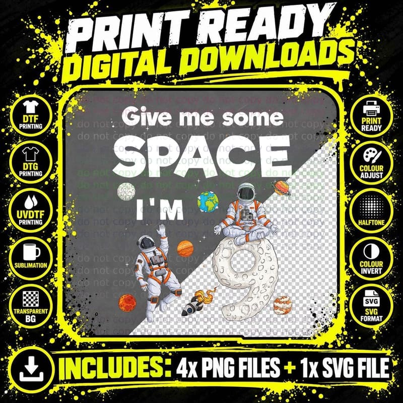 Outer Space Astronaut Planets T-Shirt Png SVG Digital Bundle