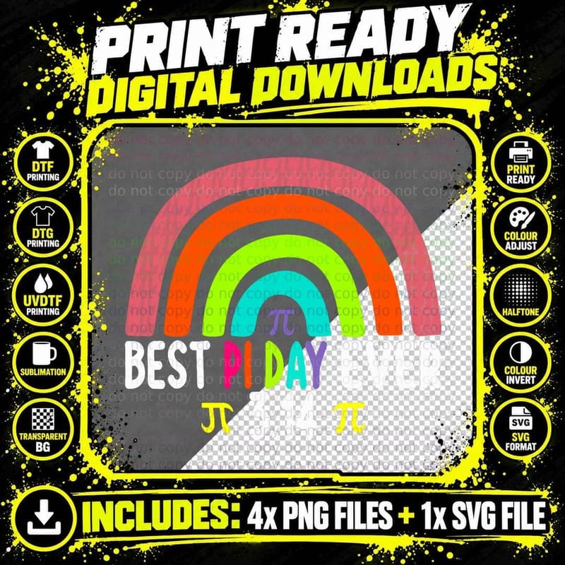 PI Rainbow Math Science STEM Gift 3.14 Best Day Ever Pi Png SVG Digital Bundle