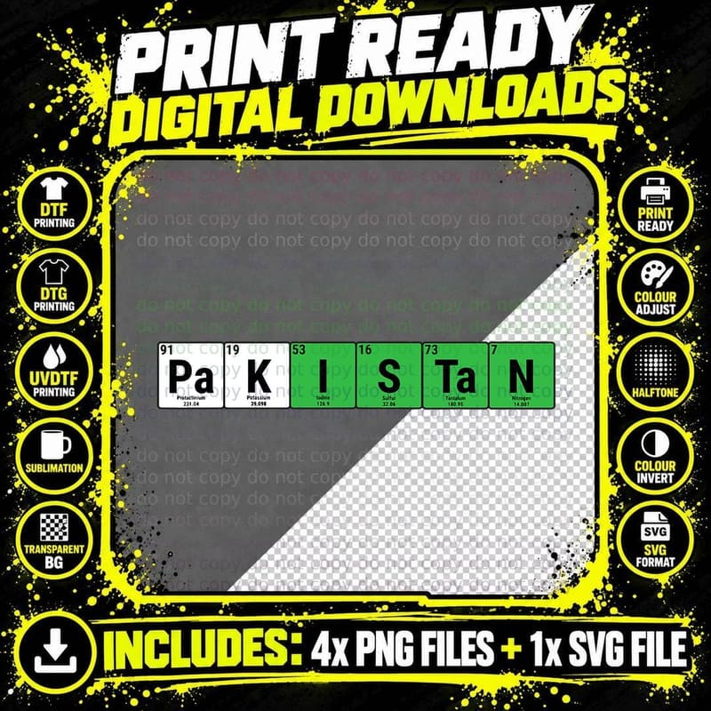 Pakistan Periodic Table Elements Chemistry Cool Png SVG Digital Bundle