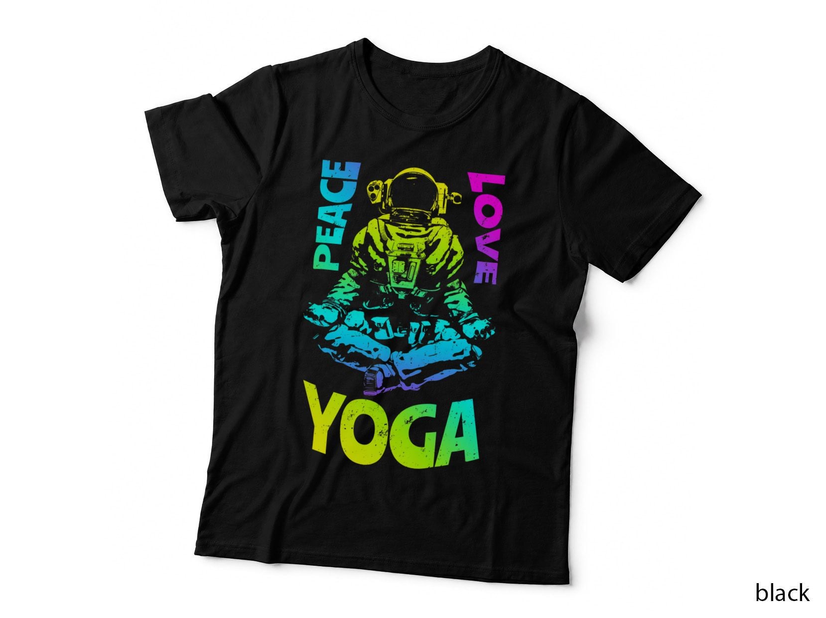 Peace Love Yoga Astronaut Namaste Zen Meditation Lotus Pose T-Shirt