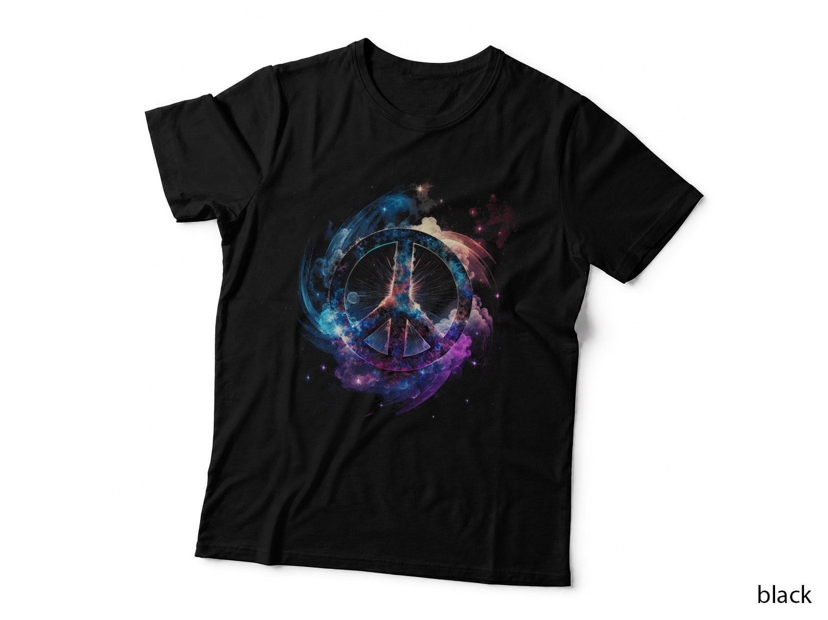Peace Sign of Freedom Hippie Flower Child Space Science T-Shirt