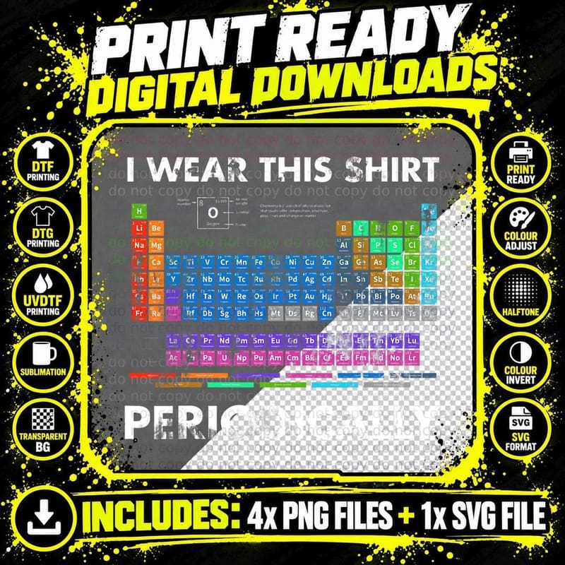 Periodic Table Chemistry T-Shirt Png SVG Digital Bundle