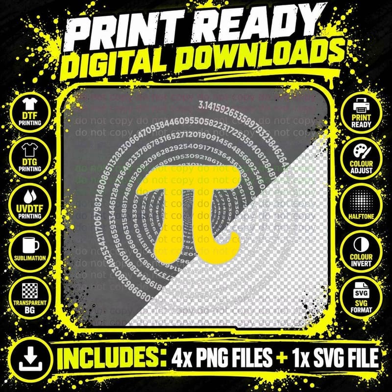 Pi Day Spiral Pi Math Science for Pi Day 3.14 T-Shirt Png SVG Digital Bundle