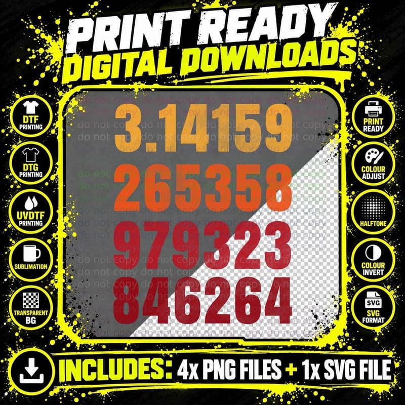 Pi Math Science STEM Gift 3.14 Pi Day T-Shirt Png SVG Digital Bundle