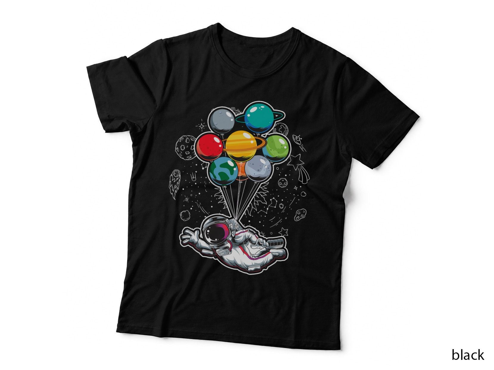 Planet Balloons Outer Space Kids Science Astronaut T-Shirt