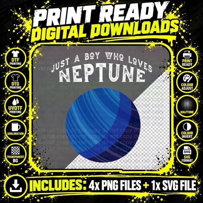 Planet Just a Boy Who Loves Neptune T-Shirt Png SVG Digital Bundle