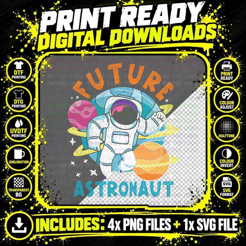 Planets Space Science Astronomy Lover Kids Future Png SVG Digital Bundle