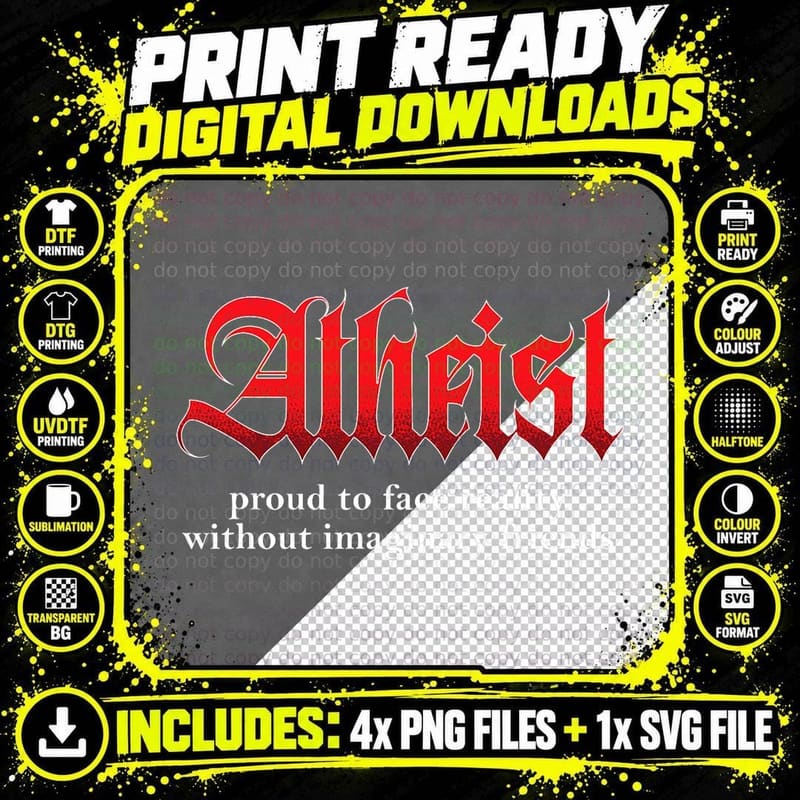 Proud Atheist Atheism Religion Science Agnostic Png SVG Digital Bundle