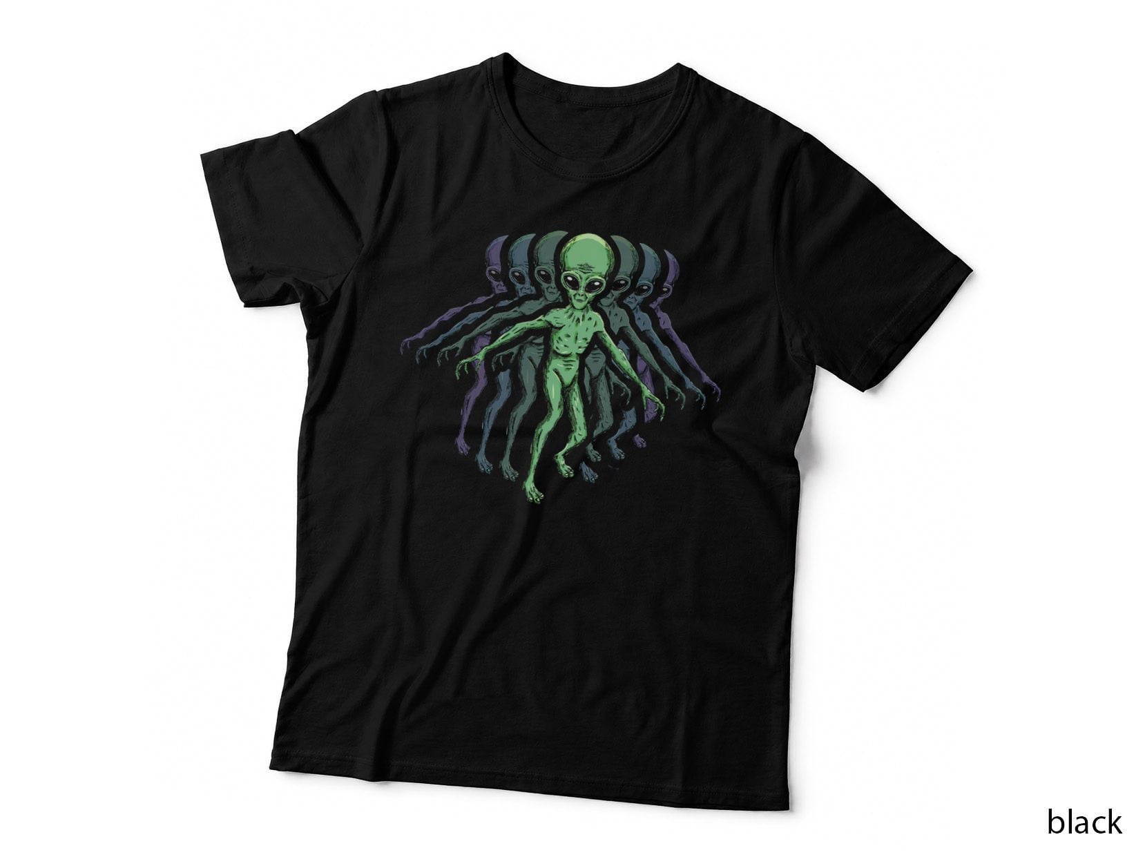 Psychedelic Alien Believer Fun Abstract Graphic Design T-Shirt