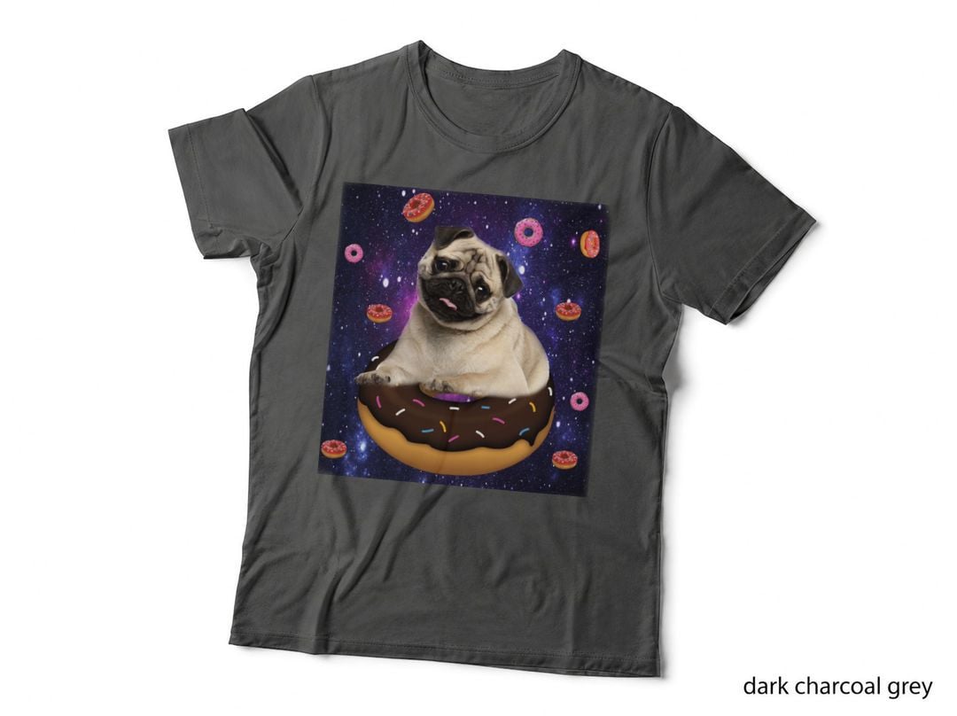 Pug Donut T-Shirt, Space Galaxy Theme, Pet Lover Apparel