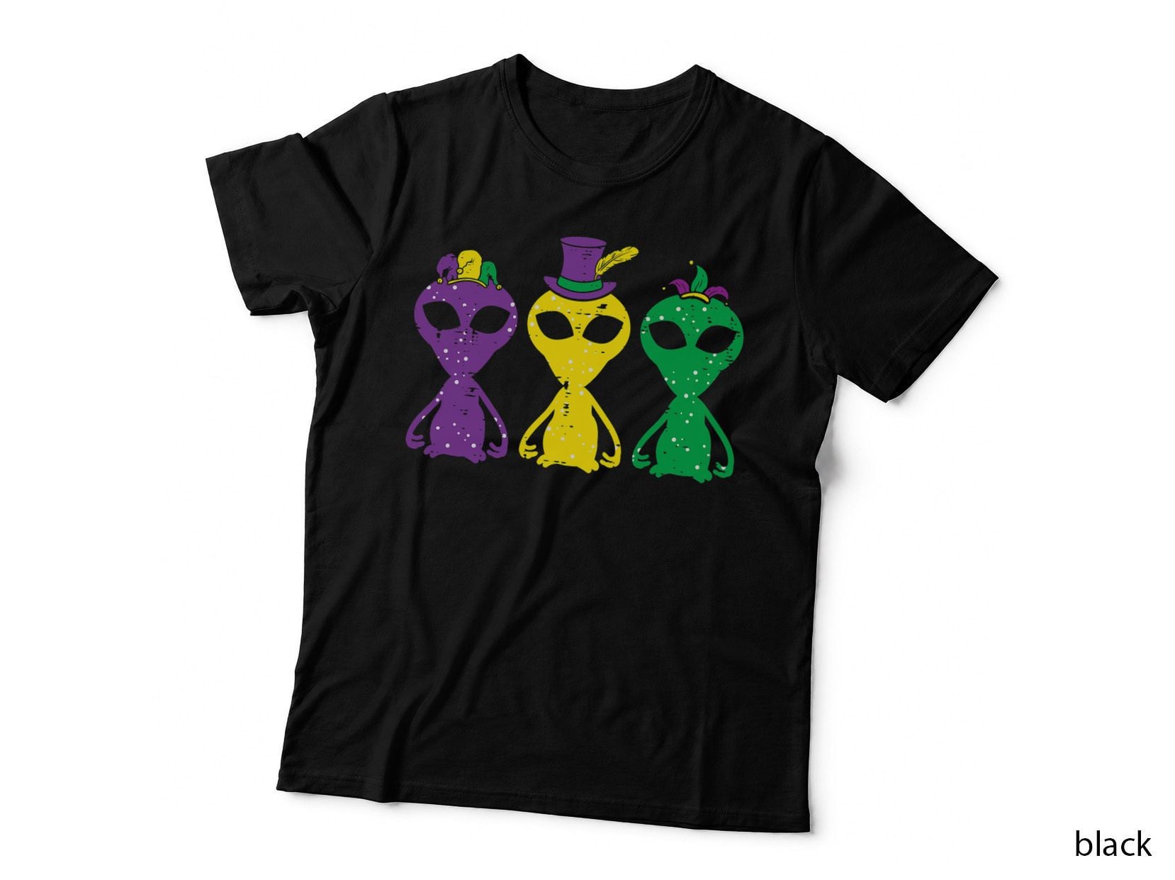 Purple Yellow Green Aliens Louisiana Mardi Gras Boys Kids T-Shirt