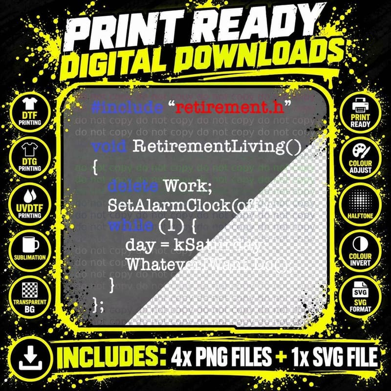 Retirement Gift for Programmer, Coder Computer Science Png SVG Digital Bundle