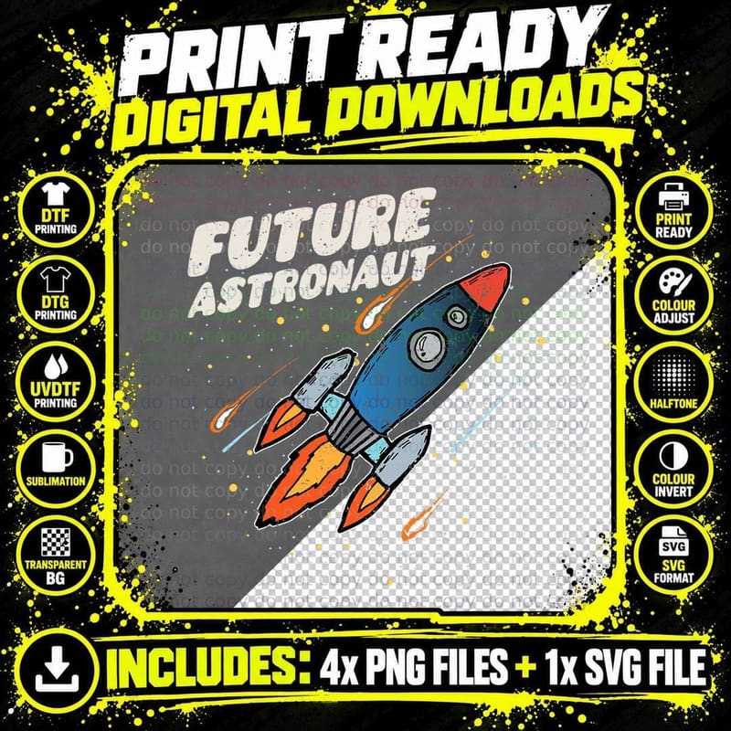 Rocket Space Travel Astronomy Scientist Future Astronaut Png SVG Digital Bundle