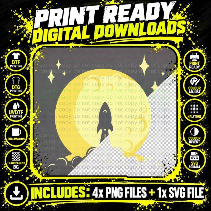 Rocketship Take off Space Explorer Outer Space Fan Png SVG Digital Bundle