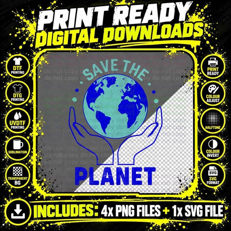 Save the Planet Earth Day T-Shirt, Hands Holding Earth Png SVG Digital Bundle