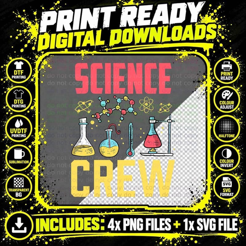 Science Crew Scientist Research T-Shirt, Niche Science Png SVG Digital Bundle