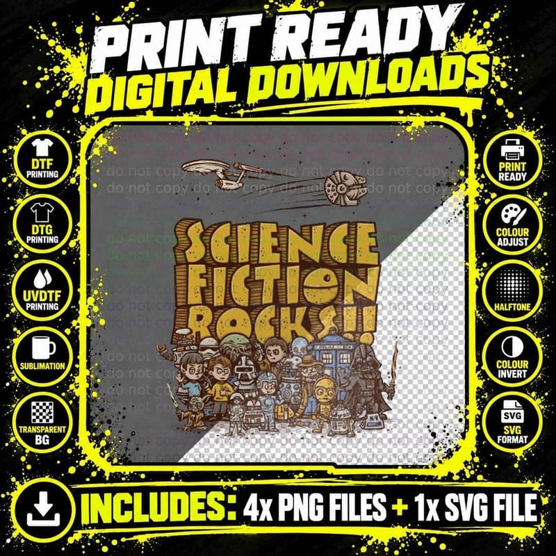 Science Fiction Rocks T-Shirt Png SVG Digital Bundle