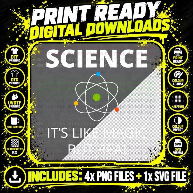 Science It's LIKE MAGIC BUT REAL GEEK Scientist T-Shirt Png SVG Digital Bundle